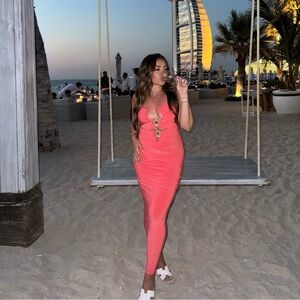 Coral long dress